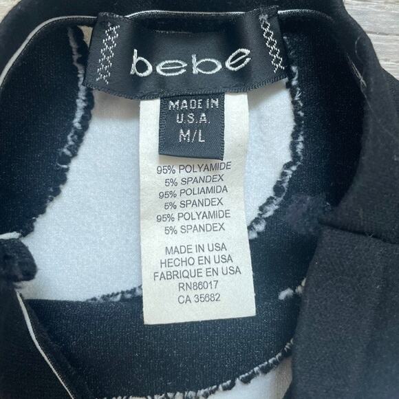 BEBE Vtg 90's Blk + White Mod Stretchy Sleeveless Top Sz M/L 60's Retro Indie - Picture 7 of 8